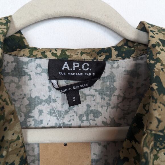 NWT A.P.C. Men's Lloyd Khaki Short Sleeve Casual Button Down Shirt Size S - Picture 6 of 10